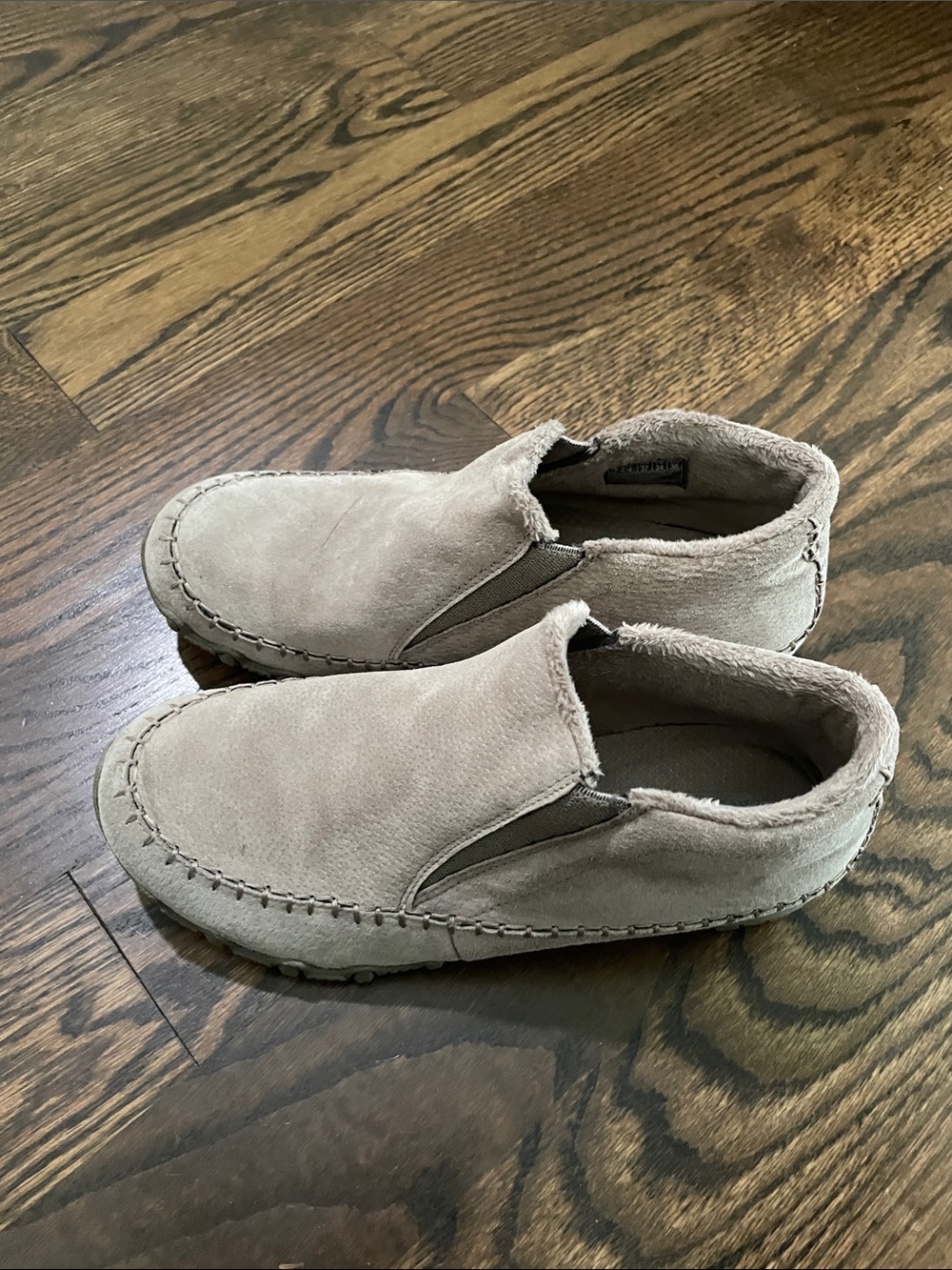 Women’s Slip-On Suede Moccasin style booties in Light Beige